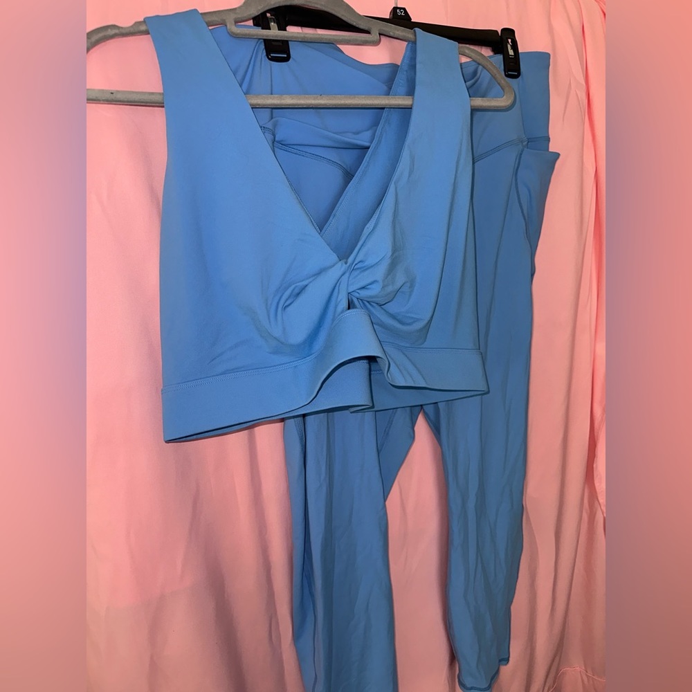 Fabletics PureLuxe Leggings with Criss-Cross and Sports Bra Set